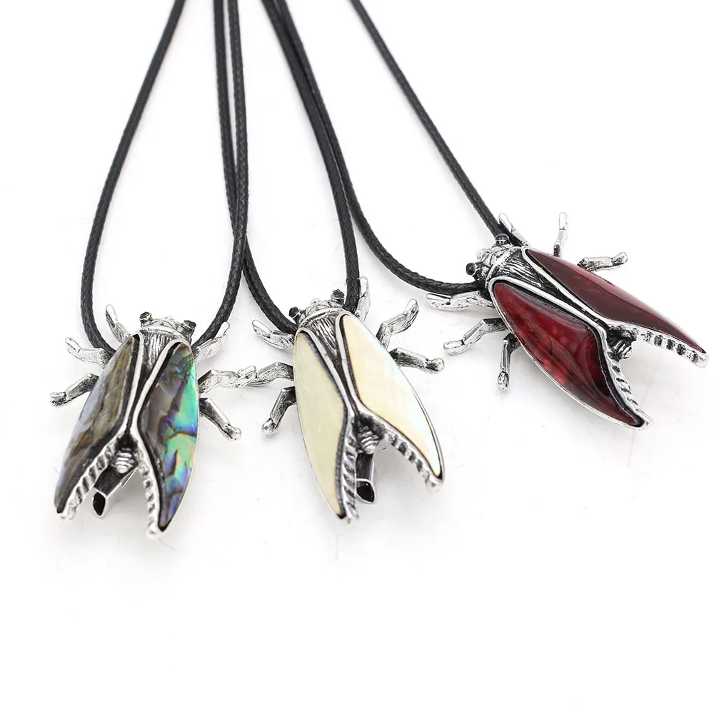 Natural Shell Necklace Pendant Insect Shape 28x40mm for DIY Jewelry Making Necklace Bracelet Home Decoration Gift