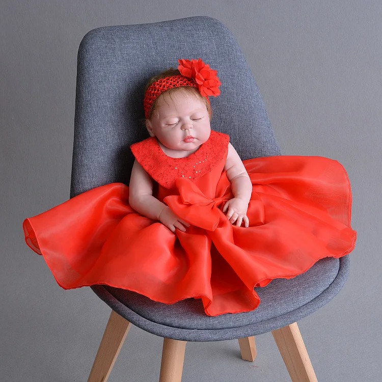 

2PC Red Tulle Beads Sequin Baby Girl Baptism Christening Easter Gown Dress Lace Flower Girl Newborn Party Dress 0-24Months