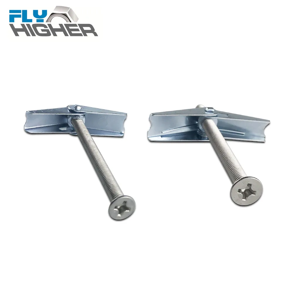 M3/4/5/6/8/10 Plasterboard Hollow Wall Cavity Wall Fixing Spring Toggle Anchor with Stainless steel countersunk screw