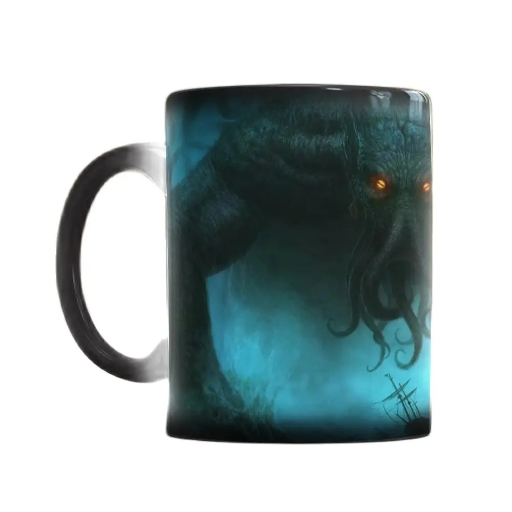 Whitelf Sea Monster Cthulhu Coffee Mug Heat Sensitive Color Changing Ceramic Magic Mug Dropshipping