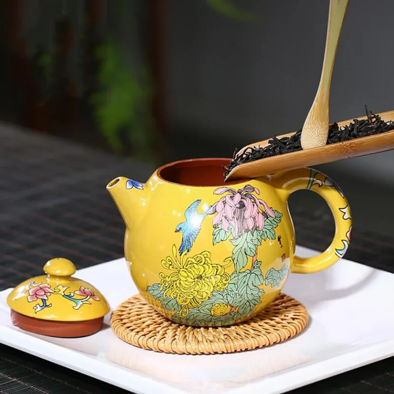 Yixing Dragon Egg Purple Clay tea pot Exquisite Colour Enamel Teapots beauty kettle Raw ore Handmade Tea set Authentic 250ml