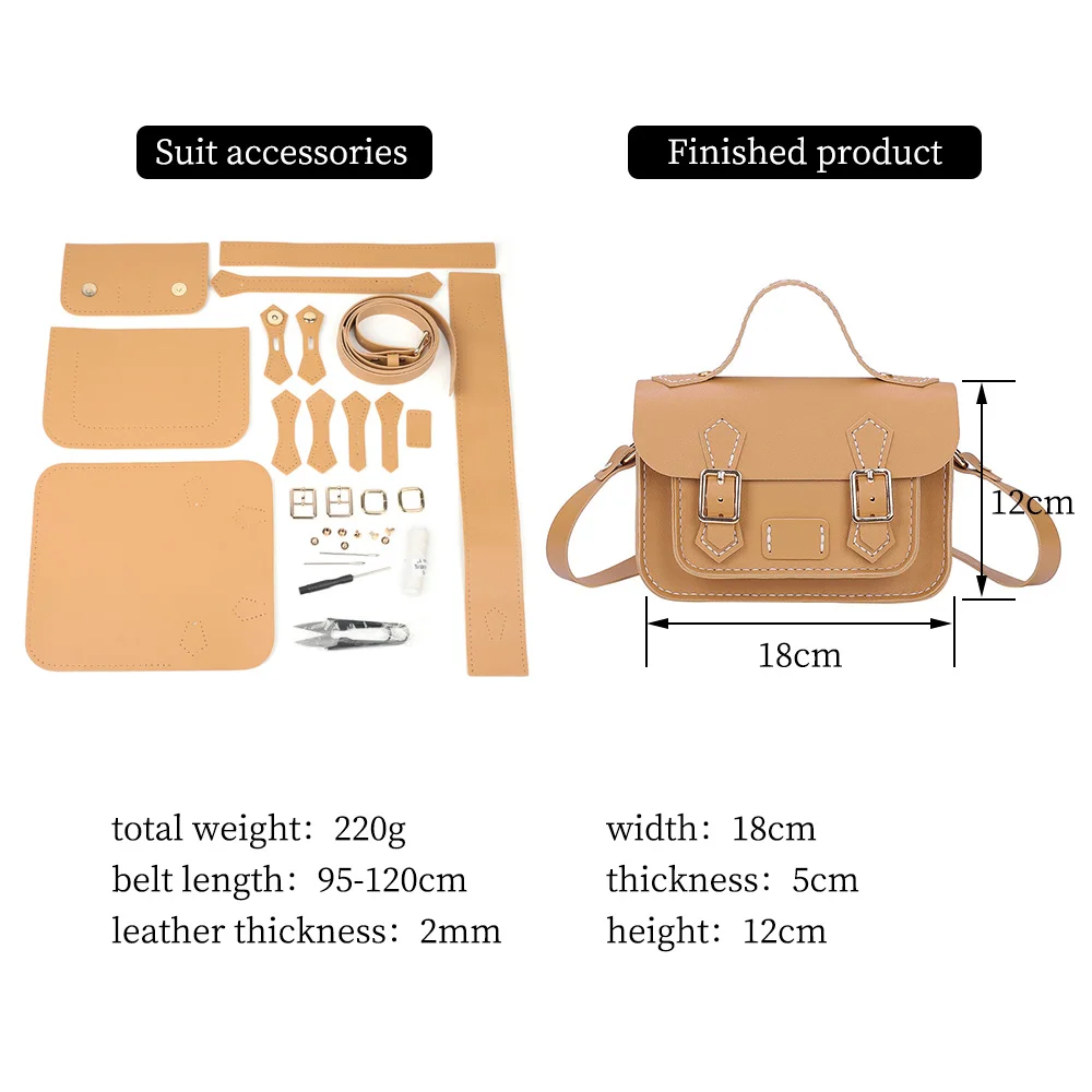 DIY Kit Handmade Bag Cambridge Style Hand Stitching Sewing Tools Handle Shoulder PU Leather Bag Accessories for Women