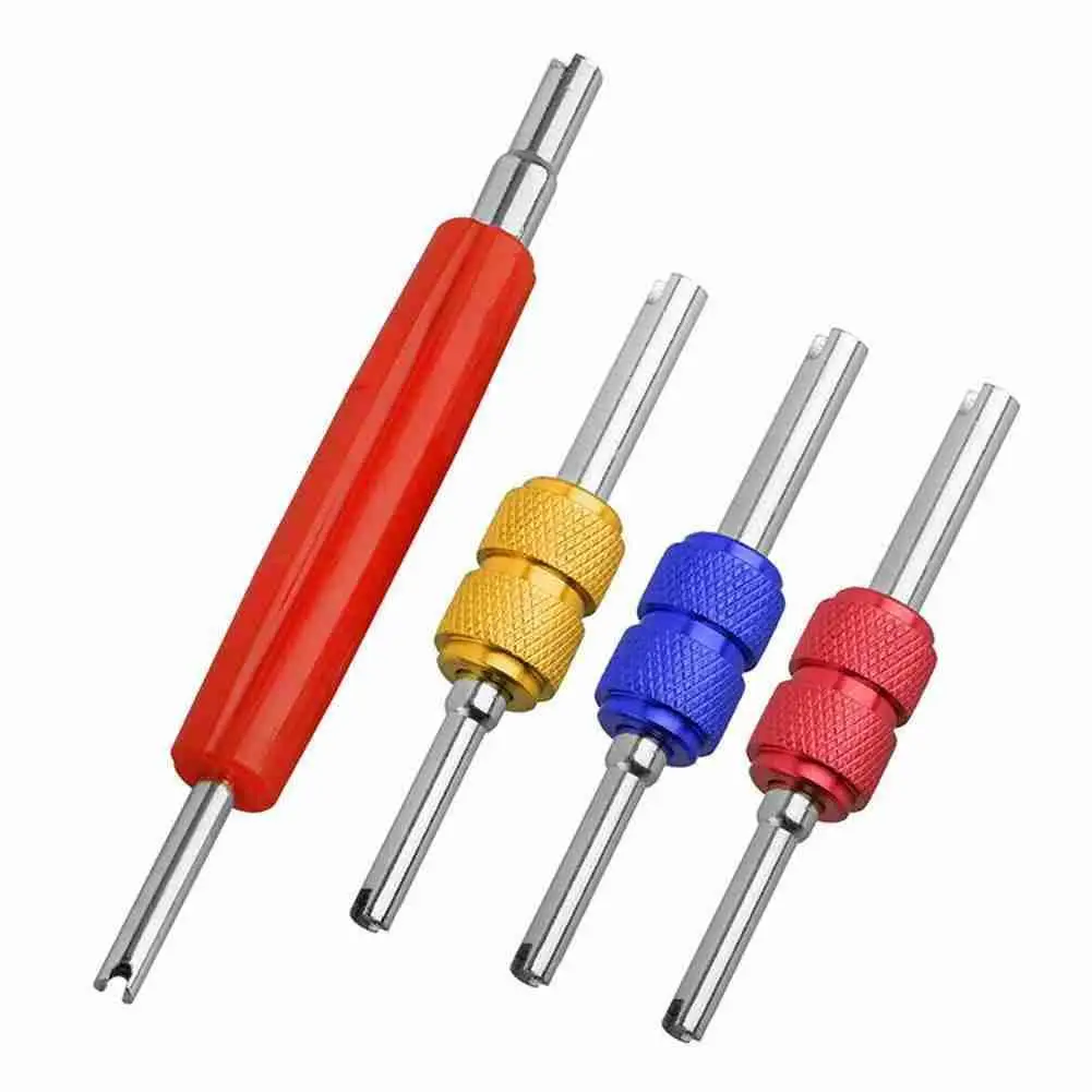 4pcs Valve Core Wrench Remover Air Conditioner Schrader Valve Stem Removal Tool For Car Dual Head Tire Repair Tools