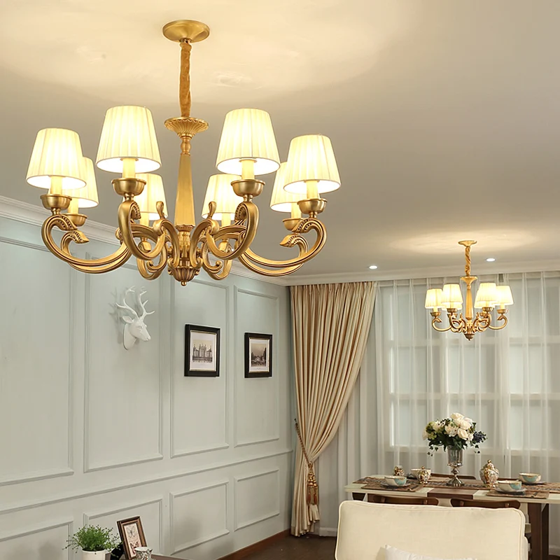 American Copper Chandelier 3 6 8 Arm Full Bronze For Bedroom Dining Living Room Luxury Suspendsion Light Fixtures E14 Led Lamp