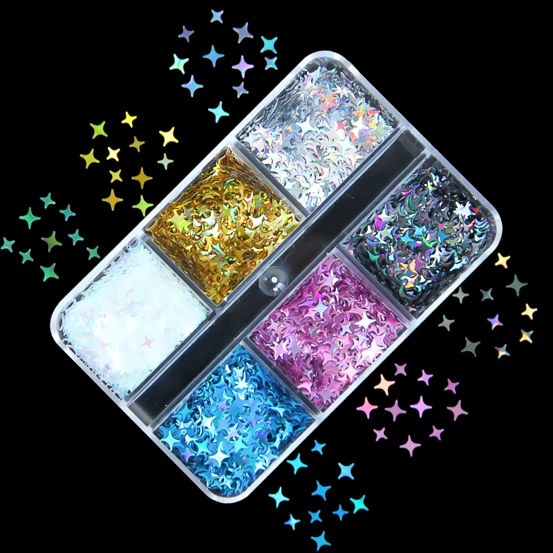 6 Gitter Holographische Herz-Nagelkunst Glitzer-Pailletten Laser-Herzchen Pailletten-Flocken DIY Maniküre 3D Nagelkunst Dekorationswerkzeuge – Detail 15