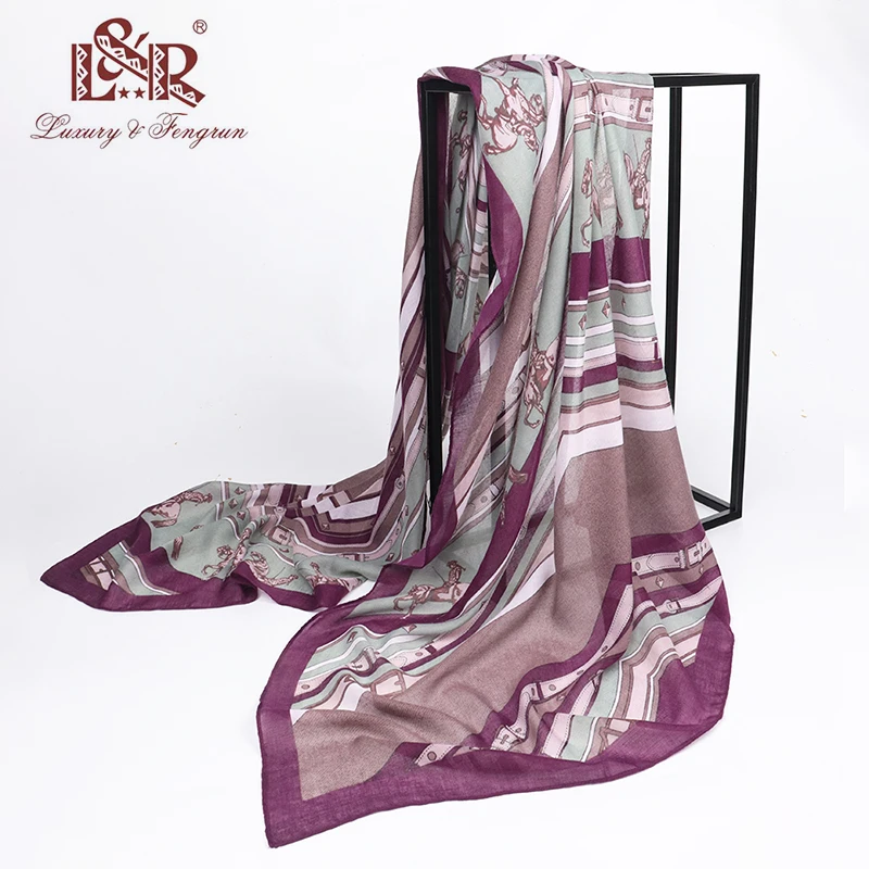 2022 luxury brand women scarf spring summer long horse scarf female silk scarf shawl digital painted shawl pashmina lady hijab