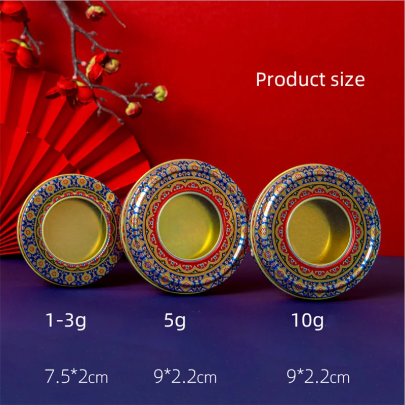 12 Piece Palace Style Round Saffron Packaging Tinplate Box 1/3/5/10g Storage Tin Boxes Multi-purpose Portable Packaging Tin Box