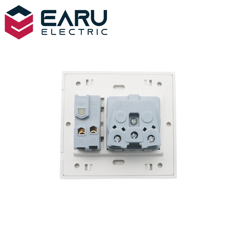 EU 16A Wall Socket Switch Light Rocker Switch Push Button Switch 1 Gang 1 Way On/Off 250V White Color Modular PC Panel 86*92mm