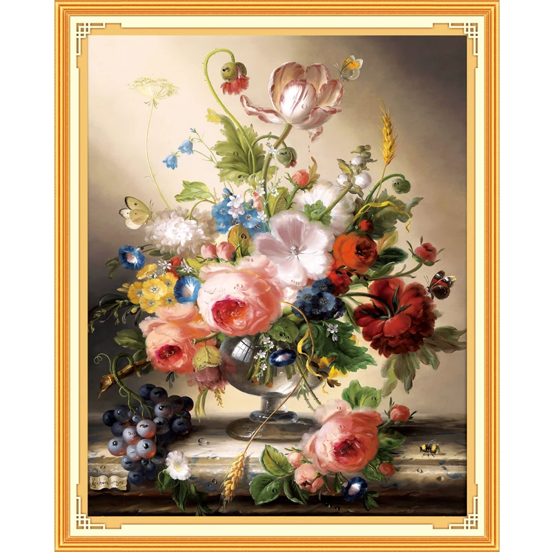 52*63cm Needlework,DIY flowers living room Printed Cross stitch Sets For Embroidery kit Full Cross-Stitching Silk Thread