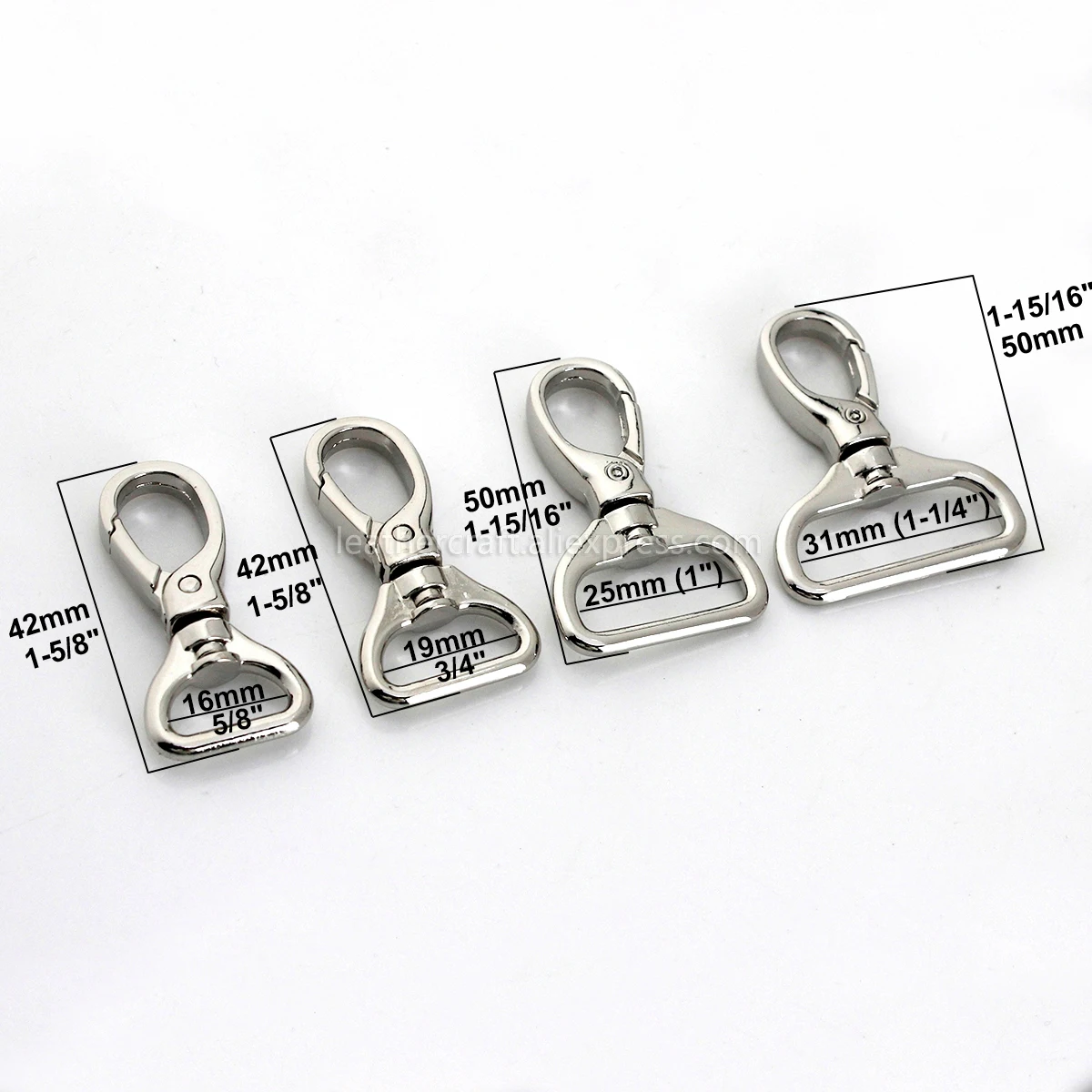 1pcs Metal 4 Sizes Snap Hook Trigger Lobster Clasps Clips Flat Bottom Spring Gate Leather Craft Pet Leash Bag Strap Belt Webbing