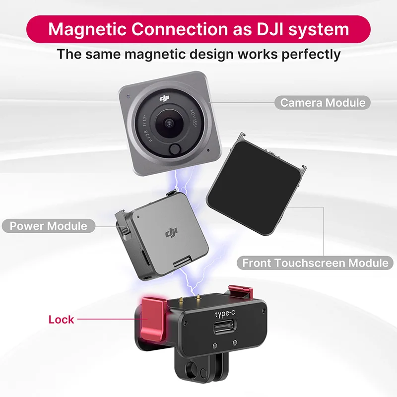 Ulanzi OA-11 OA-12 OA-13 Magnetic Charging Base for Dji Osmo Action 2 Foldable Mount Power Supply Mount Replacement for Action 2