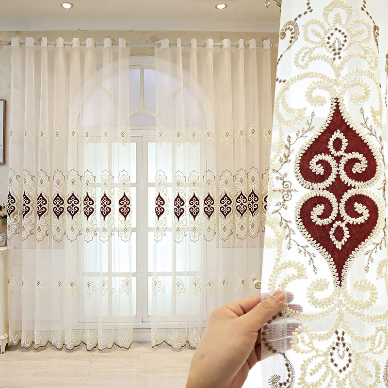 

Modern Curtains Embroidered Semi-shading White Yarn Simple and Atmospheric Customization Curtains for Living Dining Room Bedroom