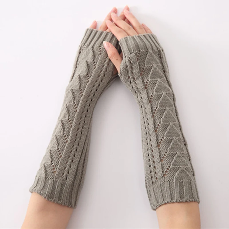 Half Finger Knitted Gloves Female Stitching Hollow Autumn Winter Male Fingerless Knitting Gloves Warm Arm Sleeve Unisex G-4