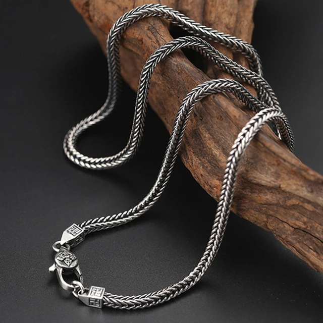 Men's foxtail chain necklace clearance