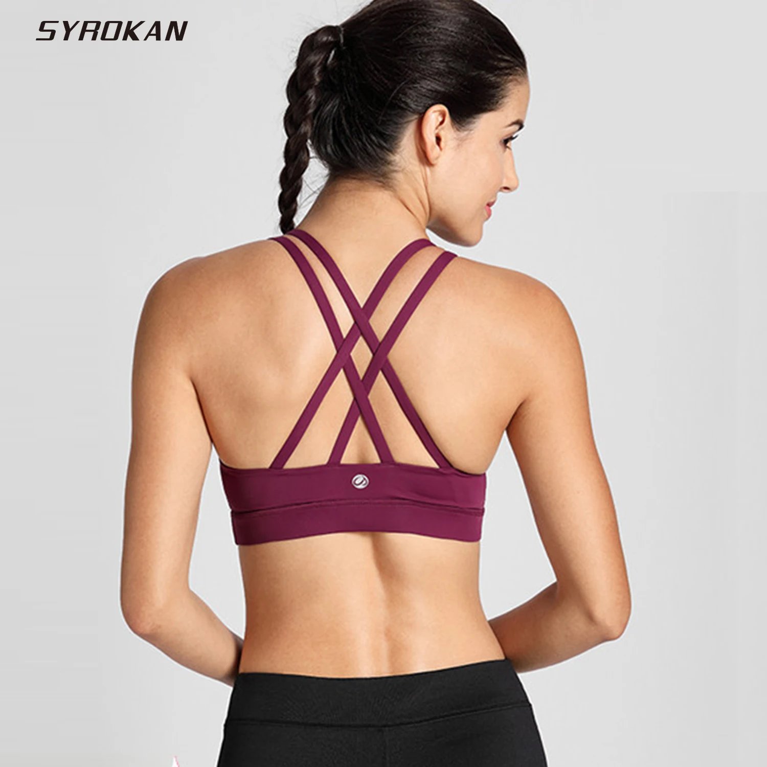 

SYROKAN Women Strappy Back Wirefree Padded Yoga Sports Bra Lady Summer Fitness Solid Casual Underwear