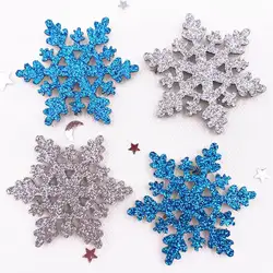 New 50pcs 40mm Glitter Christmas Snowflakes Composite Gold Powder Cloth Appliques Wedding Patches Making DIY Craft E30