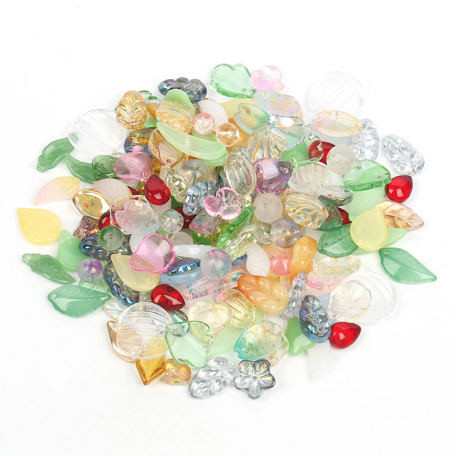 21g/bag Mixed Shape Leaves Flower Beads Czech Glass Loose Spacer Beads for Jewelry Making Hairpin Handmade Diy Accessories