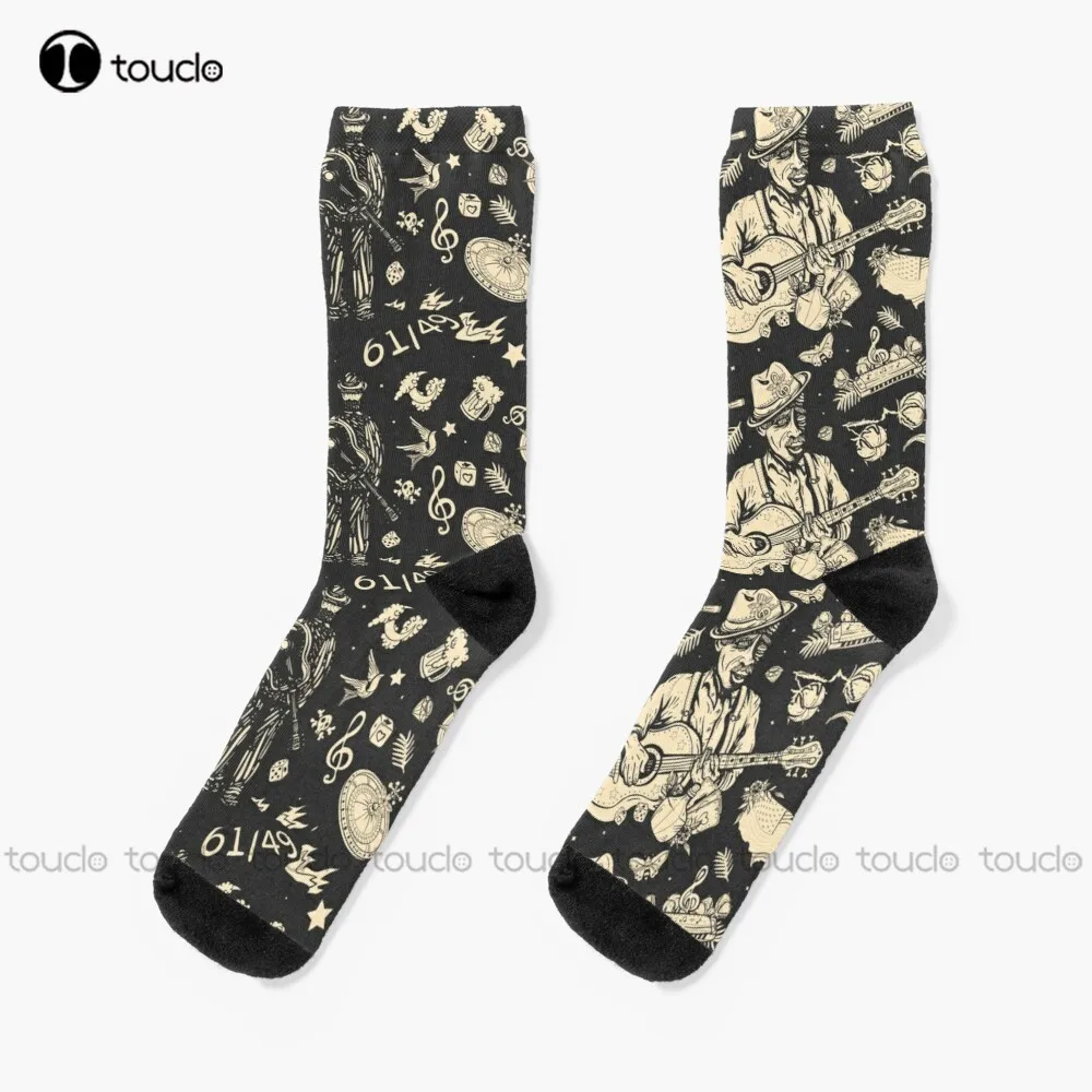 Blues Music Guitarist Talent Jazz Music Saxophone Socks Custom Women Socks Christmas Gift Unisex Adult Teen Youth Socks Custom