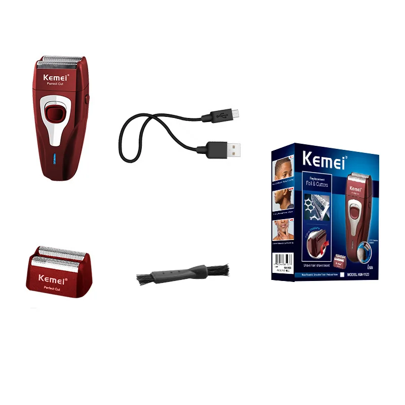 Kemei Electric Cordless Shaver Perfect Perrect Cut Twin Men Razor Floating Blade with Pop-up Trimmer Blade Rechargeable KM-1123