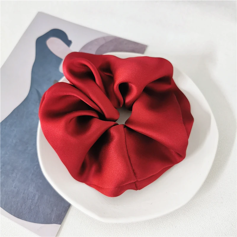 1PC 100% Real Silk Big Hair Scrunchies Width 6cm Girl Elastic Band Hair Ties Ponytail Holder Hair Accessories Hair Care