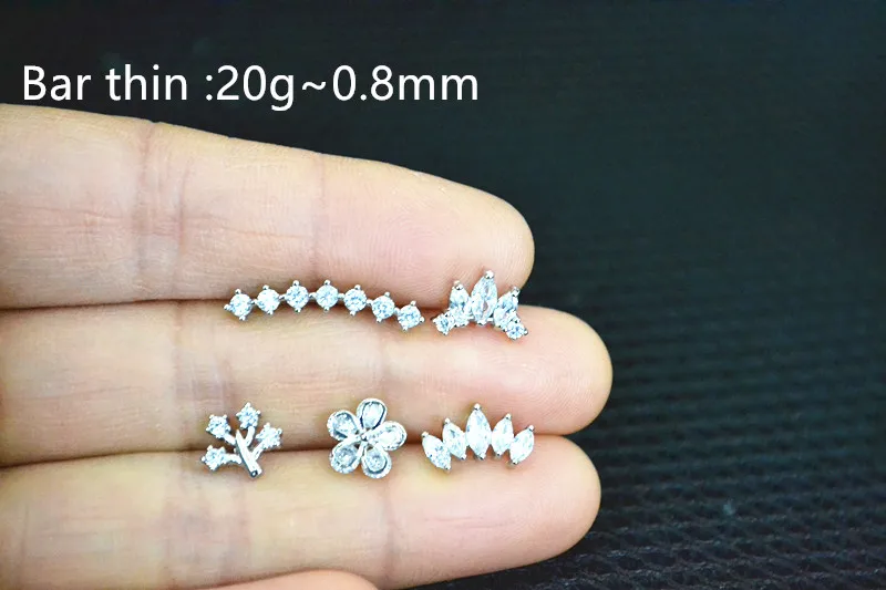 

Lot50pcs Body Jewelry- Thin Bar 20G Clear CZ Ear Studs/Earring Helix Bar Upper Earring Body Piercing Tragus Diath Earring