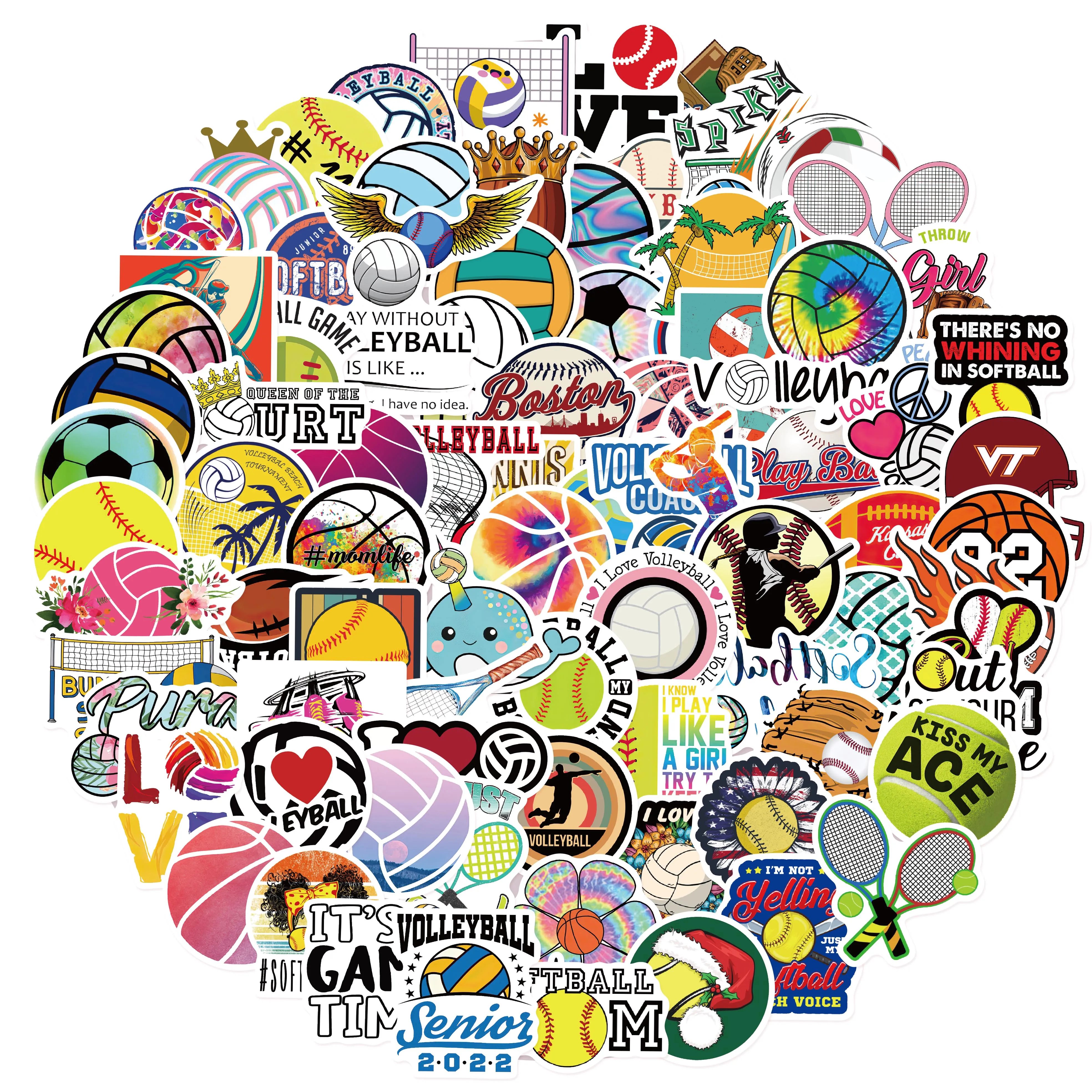 10/50/100PCS Volleyball Football Basketball Stickers For Suitcase Laptop Computer Cars Waterproof Kid Toy Waterproof Decal