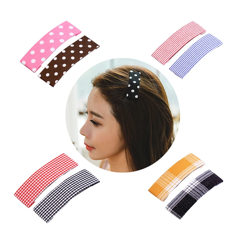 Simple Wave Point Fabric Hairpins BB Hair Clips Chambray Barrette Plaid Headpiece For Women Girl Headdress Accessories Jewelry