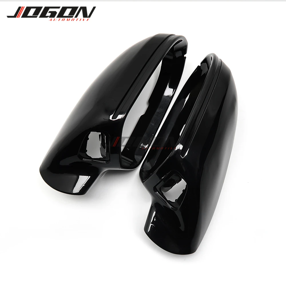 광택 블랙 사이드 윙 백미러 커버 케이스 캡, 아우디 A6 RS6 S6 C7 C7.5 4G 2011-2015 2016 2017 2018