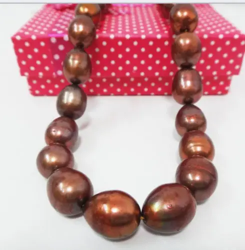 HABITOO Beauty 18inch Huge 12-13mm Natural Chocolate Baroque Freshwater Pearl Necklace for Women Fashion Jewelry Party Wedding