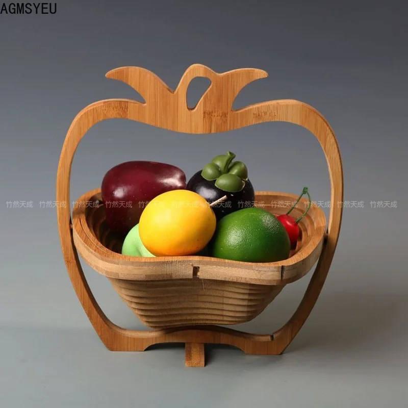 AGMSYEU Creative Bamboo Foldable Fruit Plate Thicken Home B&B Hotel Decoration Apple Dried Fruit Snacks Nan Bamboo Plate