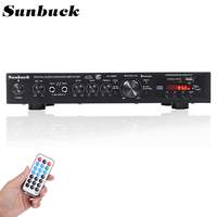 SUNBUCK 2200W bluetooth 5 Channel Power Amplifier HiFi Stereo Speaker Amp Support FM Radio 2 Mic USB SD Card Input