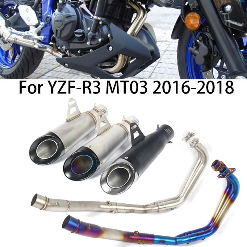 

Modified Motorcycle Exhaust Full Systems Front Middle Link Pipe Muffler DB Killer Escape Moto Slip on For Yamaha YZF R3 R25 MT03