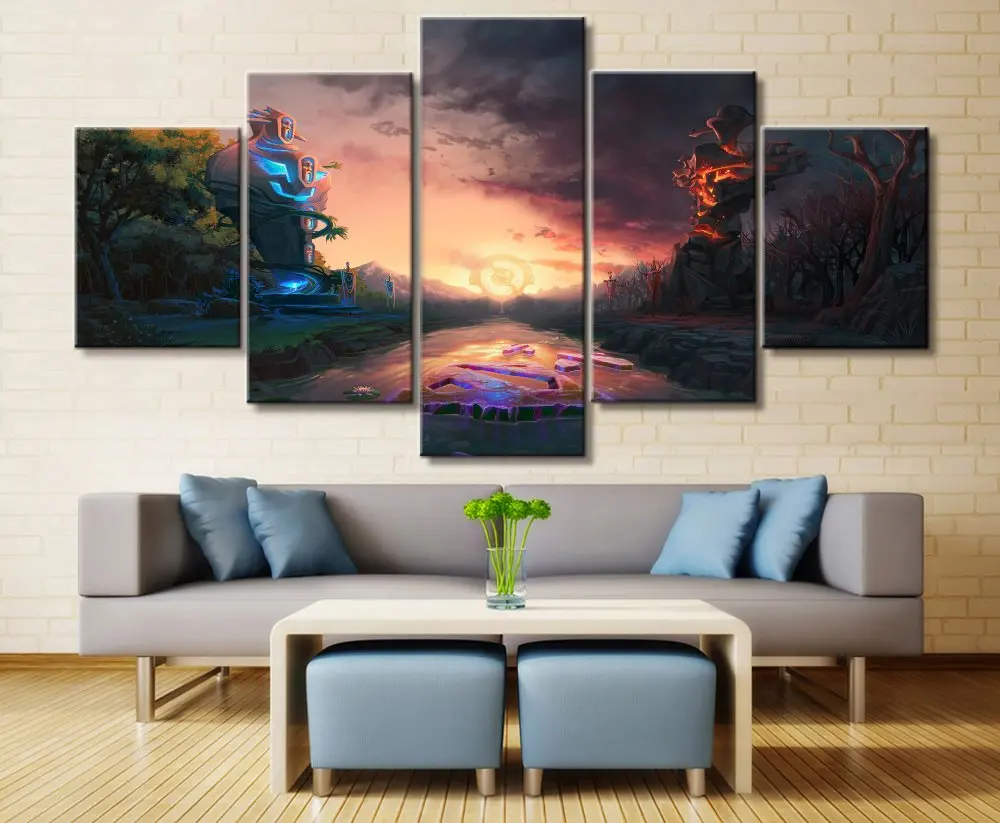 Unframed 5 Panel DOTA 2 Game Decorative Prints Accessories Pictures Wall Art Home Decor Posters Canvas Paintings for Living Room