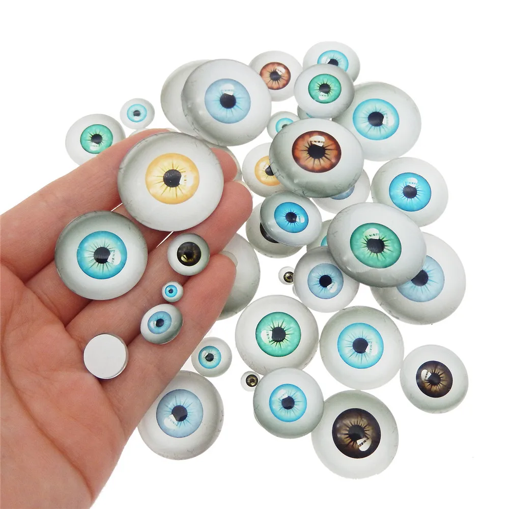 6 8 10 12 15 18 20 25 30MM Lucky Evil Eye Glass Flatback Scrapbooking Dome Cabochons dragon cat animal Eyeballs for Doll DIY