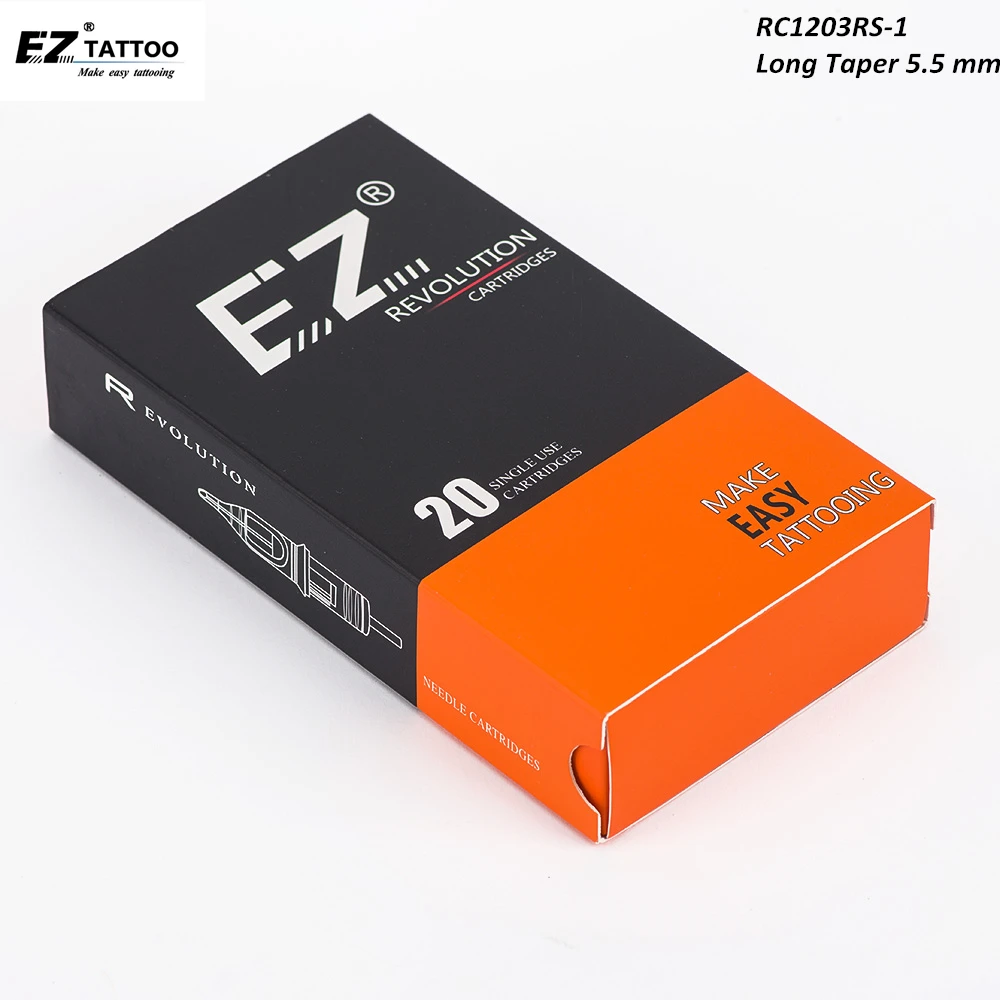 

RC1203RS-1 EZ Revolution Cartridge Tattoo Needles Round Shader (RS) #12 (0.35 MM) Long Taper Rotary Machine Supply 20 Pcs/Box