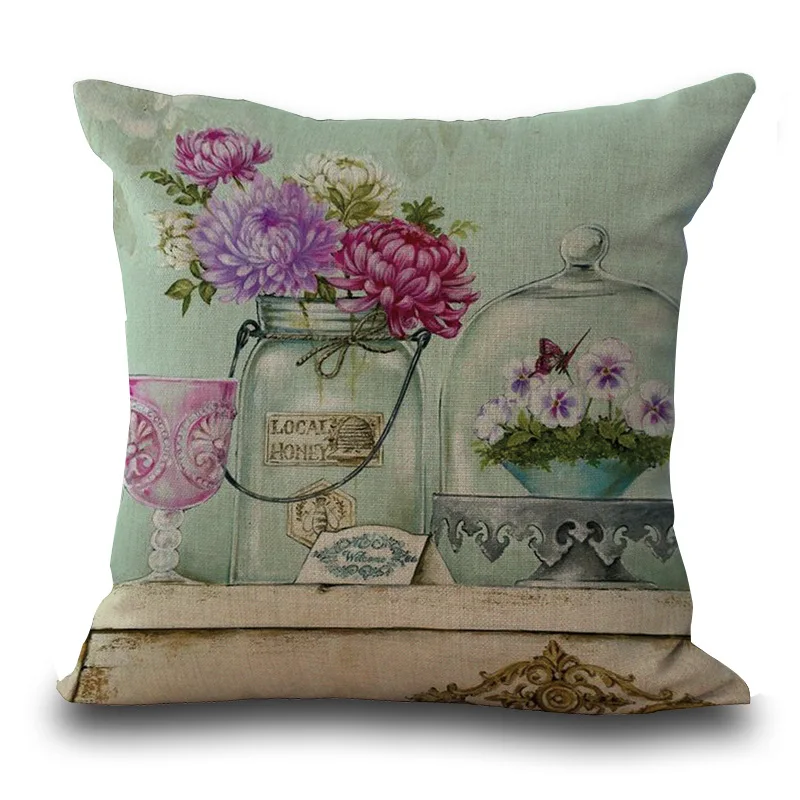 Colorful Flower Cushion Lavender Decorative Floral Pillows Decoration Pillowcase For Car Home