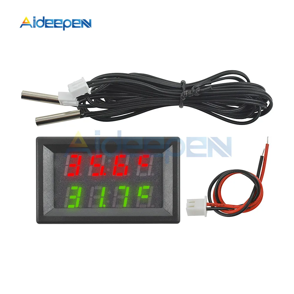 Mini DC 4V-28V 0.28 inch LED Dual Display Digital Thermometer w/ NTC Waterproof Metal Probe Temperature Sensor Tester For Indoor