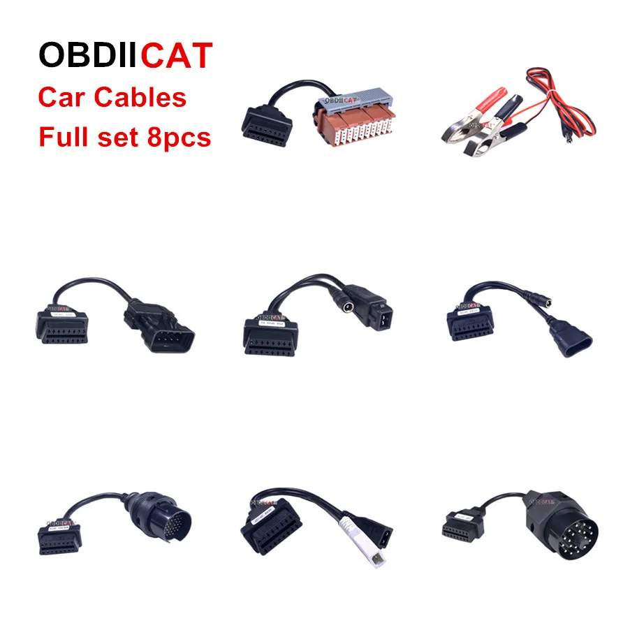 Full Set 8 Car Cables OBDII OBD2 TCS PRO Car Cable Diagnostic Scan Tool Interface