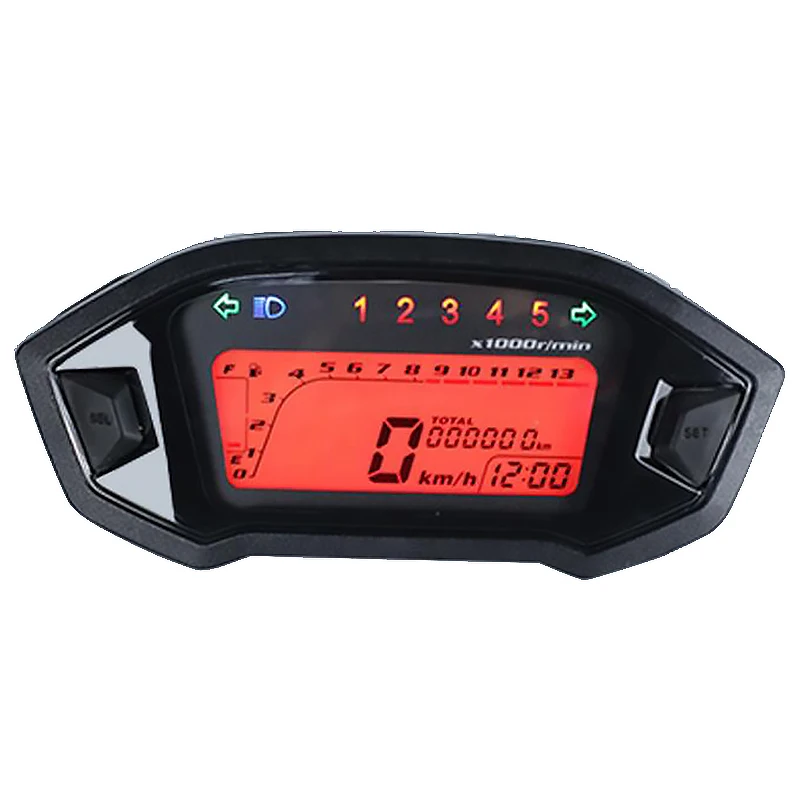 Universal Motorcycle LCD Digital Speedometer Odometer Tachometer With Sensor Fuel Level Display CY1846M3 Dual Mileage instrument