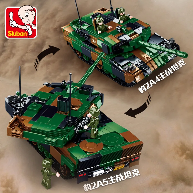 766PCS Military Leopard 2A5 Main Battle Tank Bricks WW2 Army Soldiers Building Blocks Assembly Kit MBT Educational Toys for Boys