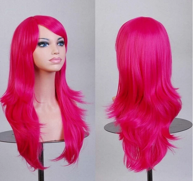 omen Curly Wavy Wigs - Long Straight Cosplay Wigs Synthetic Heat Resistant Full Hair Wigs