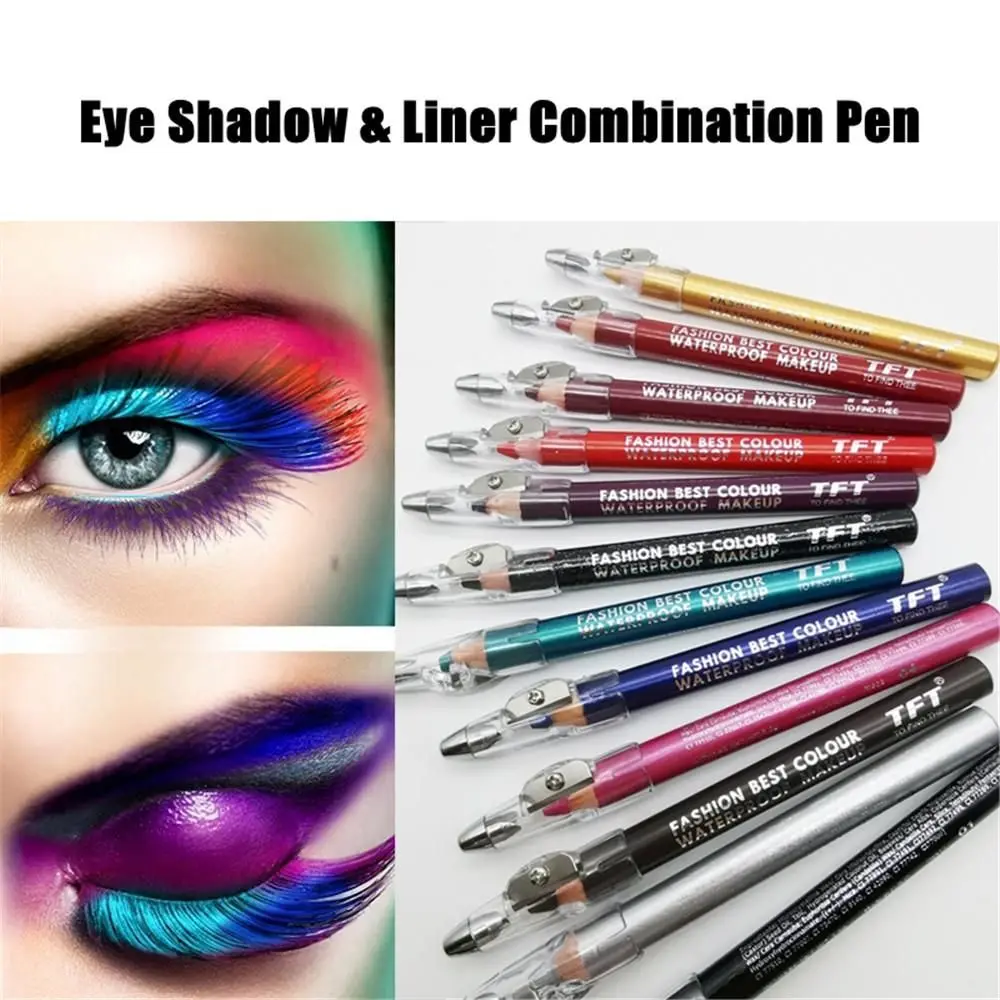 Ombretto colorato glitterato a lunga durata alla moda e evidenziatore pigmento opaco matita eyeliner impermeabile con temperamatite