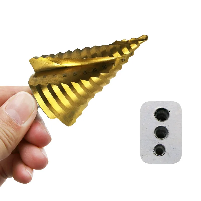 High Quality 6-65 Mm The Pagoda Shape Hss Triple-cornered Shank Spiral Pagoda Metal Steel Step Drill Bit Hole Drill Cone Drill