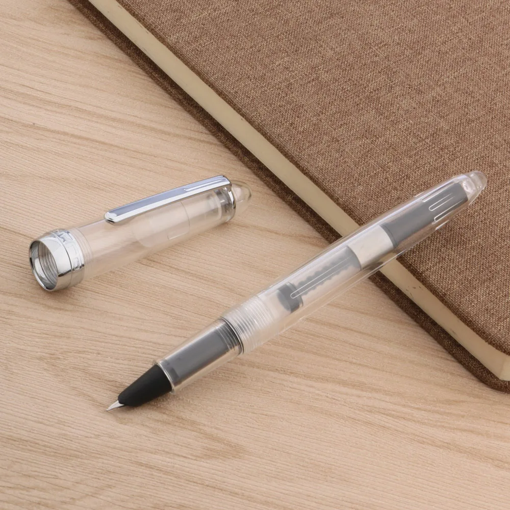 High quality JINHAO 992 plastic Rotating lid Silver fountain Pen spinning ink pen Office School Supplies