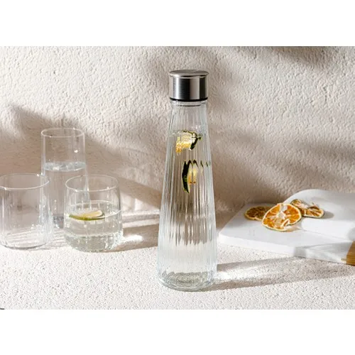 Glass Water Bottle 500 ml Transparent Pitcher Dishes Water Bottles Dinner set for Soft Drink Beverage Milk Lemonade Fruit Juice Orange juice