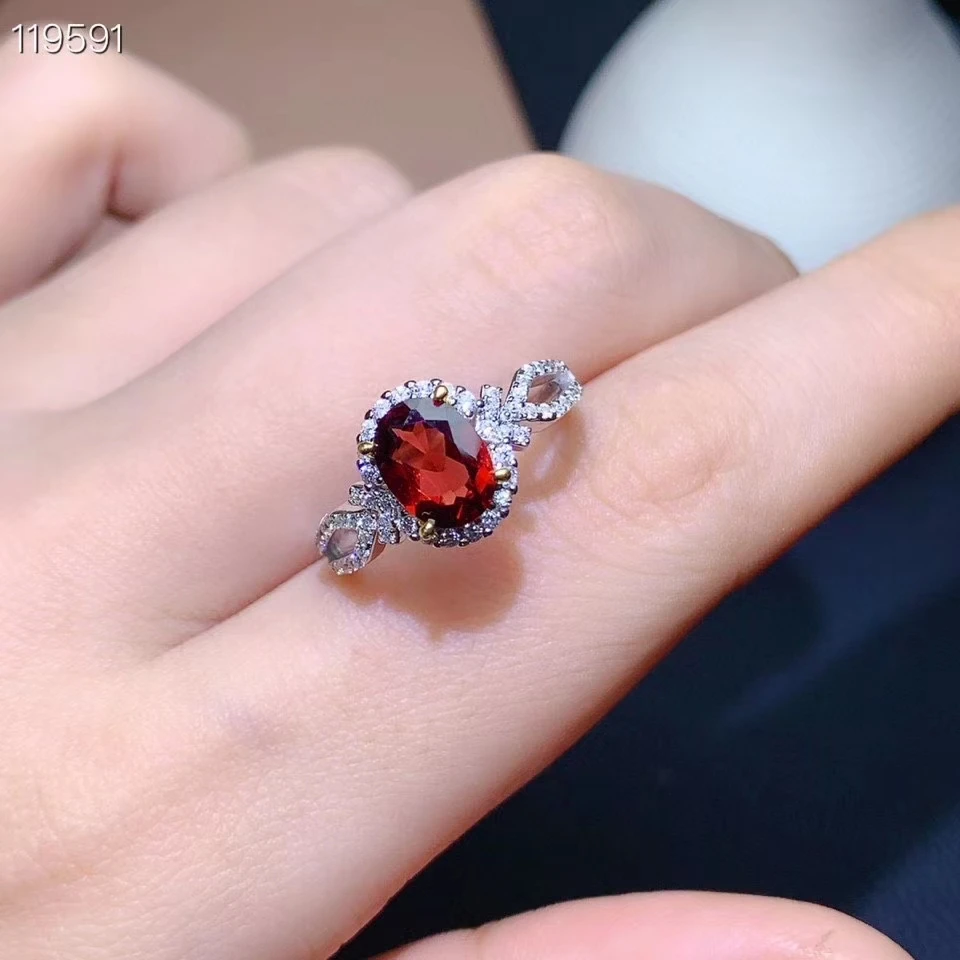 KJJEAXCMY fine jewelry S925 sterling silver inlaid natural Garnet new girl popular gemstone ring support test Chinese style