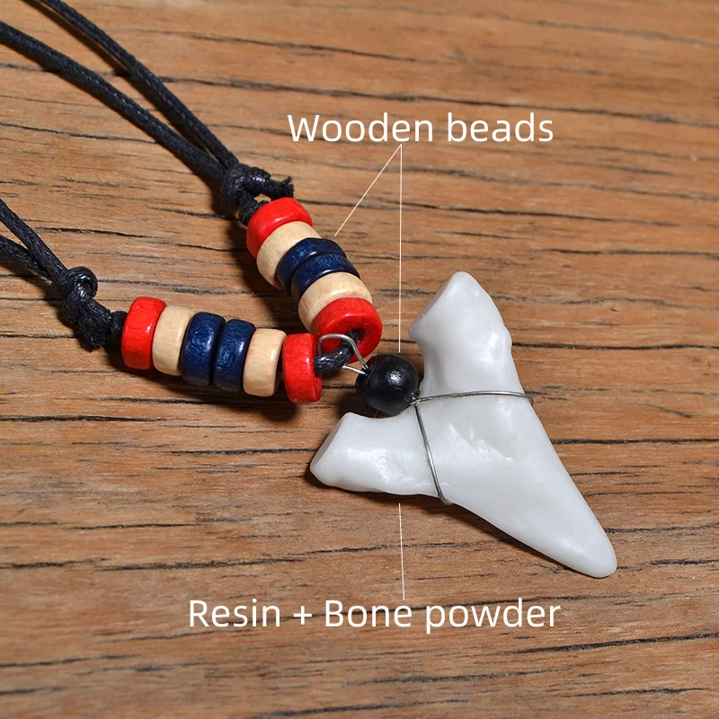 1PC Hawaii Surfer Jewelry Handmade Imitation shark teeth Pendant New Zealand Maori Tribal bone Choker WoMen's Men's Necklace