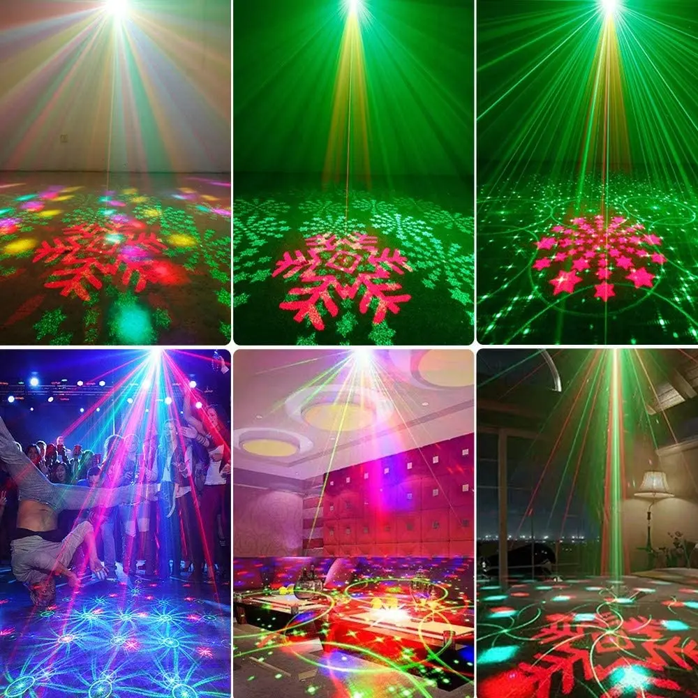 New 16 Pattern Mini Remote Control Christmas Lights LED 9W Stage Effect Laser Projector Decoration For Home DJ Disco Sound Party