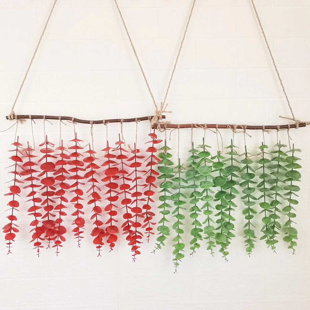 

Artificial Eucalyptus Leaves Wall Hanging Decoration Ornaments With LED Light for Home Party Garden Wedding Backdrops Decor