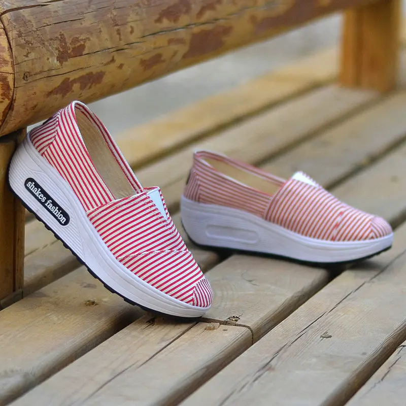 Women Casual Platform canvas Sneakers Harajuku Flats Thick Sole Wedge Loafers driving Height Increasing Walking shoes rtg5